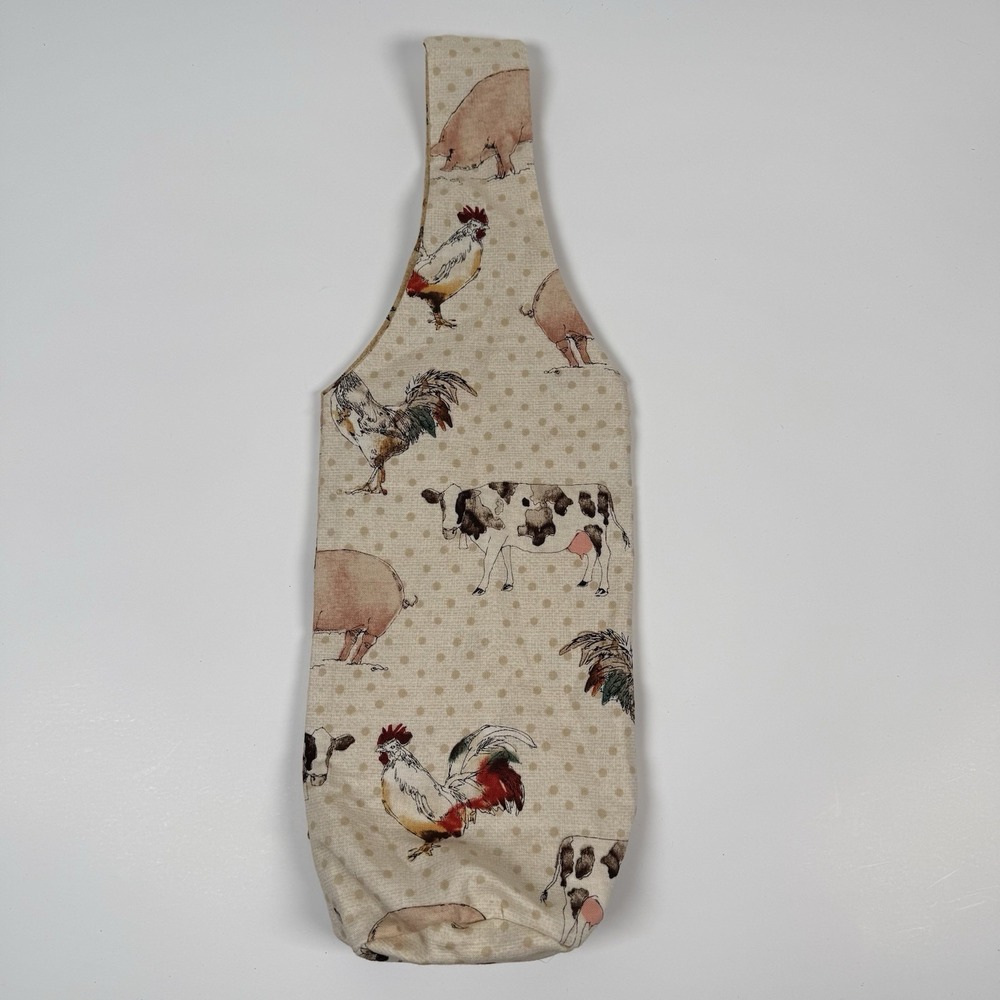 Handmade Fabric Wine Bottle Holder Carrier Gift House Warming Farm Animals New